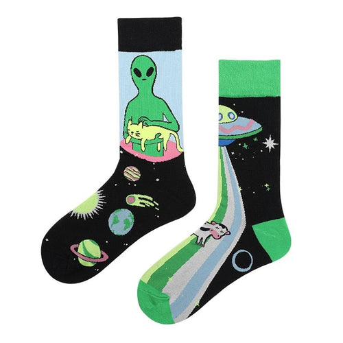 Alien Abduction Odd Paired Socks - Crazy Sock Thursdays