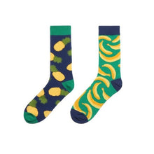 Load image into Gallery viewer, Bananas and Pineapples Odd Paired Crazy Socks - Crazy Sock Thursdays
