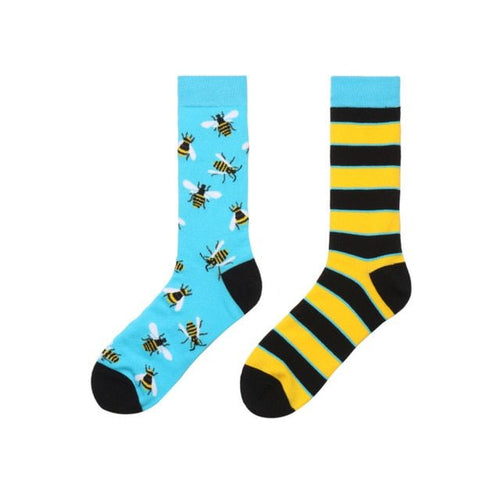 Bee Happy Odd Paired Crazy Socks - Crazy Sock Thursdays