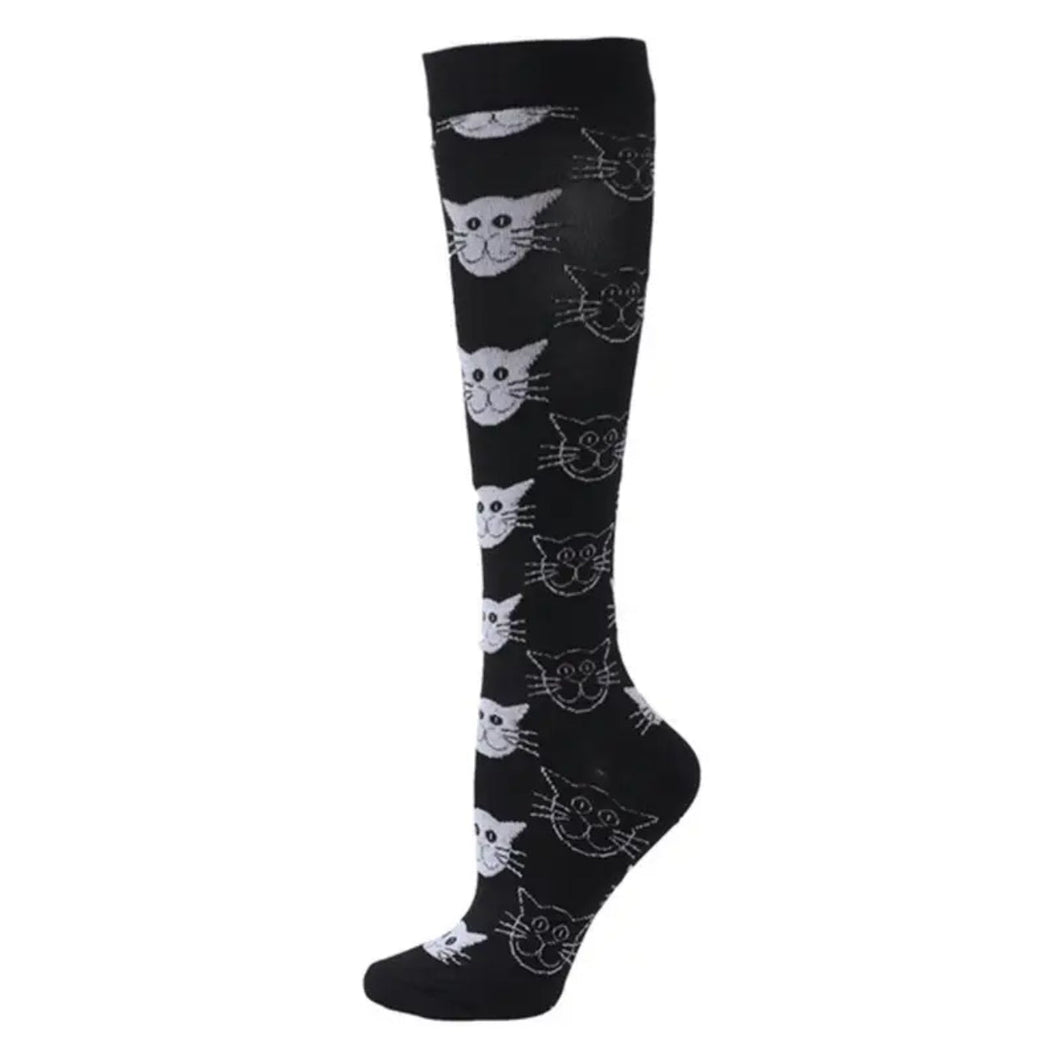 Black Cat High Compression Socks - Crazy Sock Thursdays