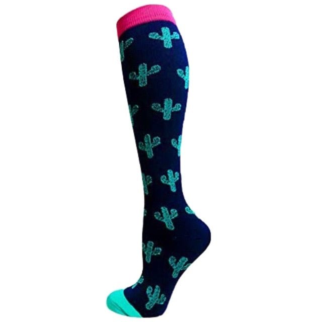 Coloured Cactus High Compression Socks - Crazy Sock Thursdays
