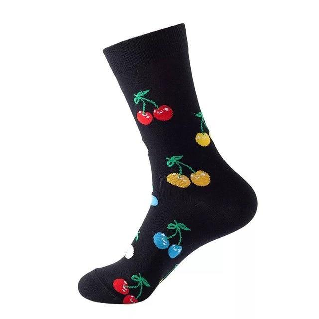Colourful Cherries - Black Crazy Socks - Crazy Sock Thursdays