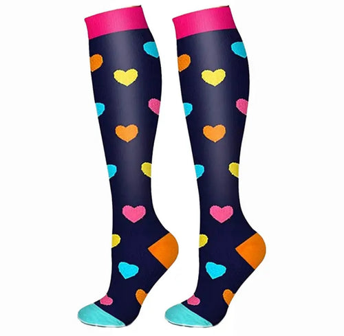 Colourful Love Heart High Crazy Socks - Crazy Sock Thursdays