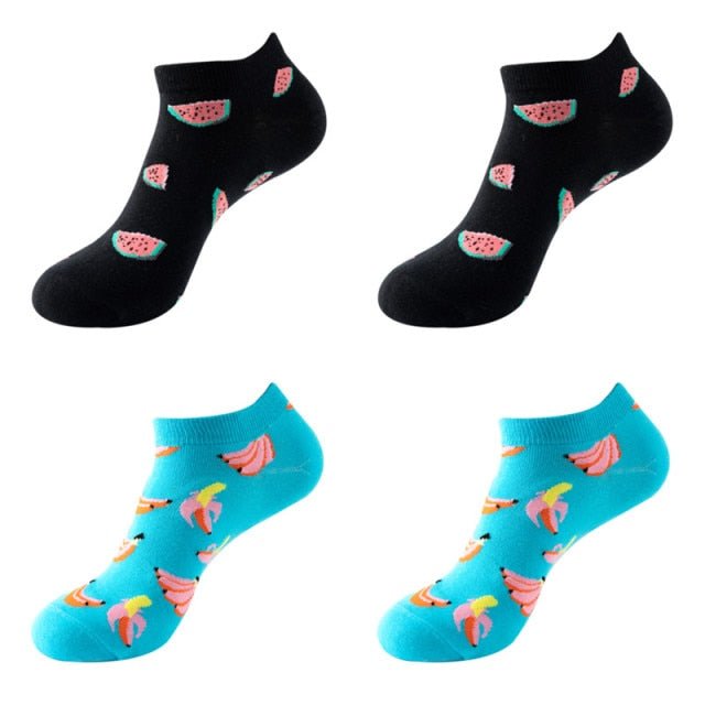 Fruit Mix Unisex Ankle Sock Set (4 Pairs) - Crazy Sock Thursdays