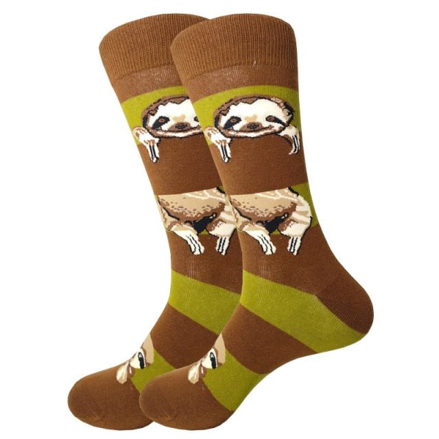 Hanging Sloth Brown Crazy Socks - Crazy Sock Thursdays