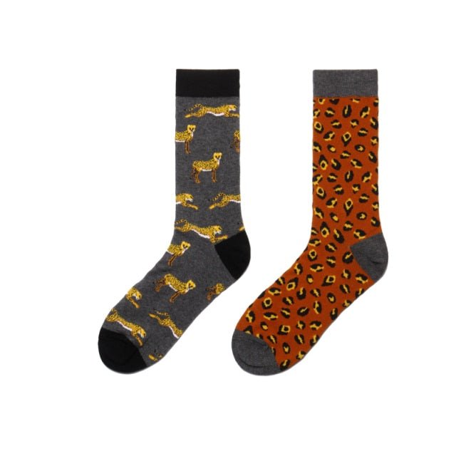 Leopard Print Odd Paired Crazy Socks - Crazy Sock Thursdays