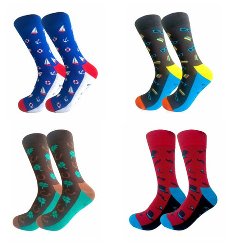 Multi Colour 4 Pair Premium Sock Set - Crazy Sock Thursdays