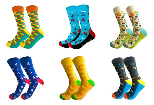 Ocean and Patterns 6 Pair Premium Sock Set - Crazy Sock Thursdays