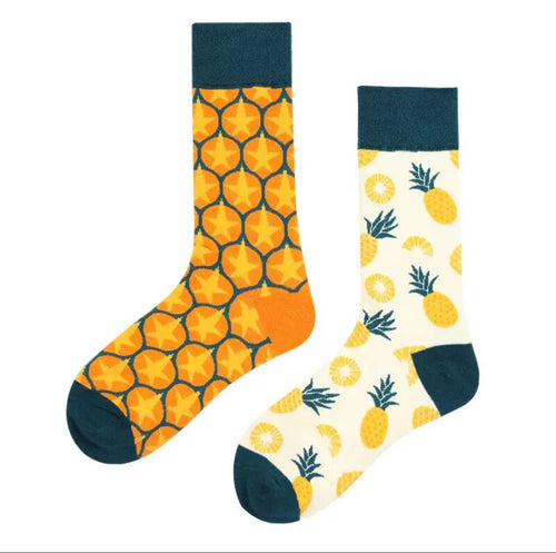 Pineapple Odd Paired Crazy Socks - Crazy Sock Thursdays