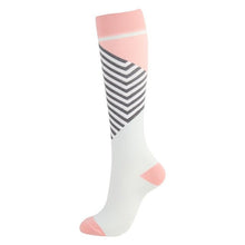 Load image into Gallery viewer, Pink and White High Crazy Socks - Crazy Sock Thursdays
