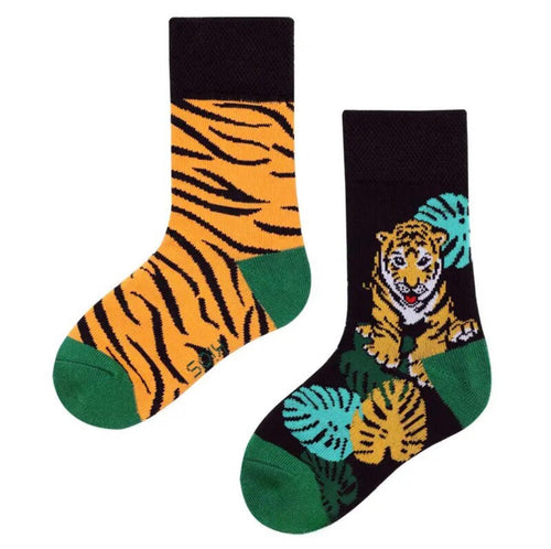 Prowling Tiger Odd Paired Kids Crazy Socks - Crazy Sock Thursdays