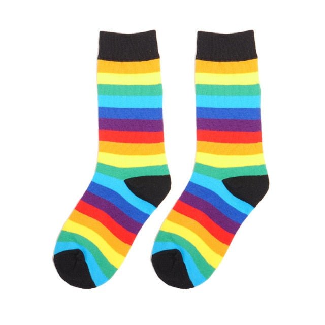 Rainbow Socks - Black Cuff - Crazy Sock Thursdays