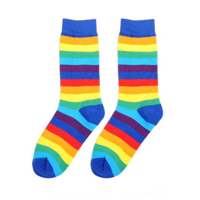 Rainbow Socks - Blue Cuff - Crazy Sock Thursdays