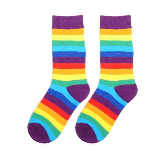 Rainbow Socks - Purple Cuff - Crazy Sock Thursdays