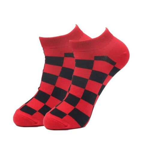 Red Square Ankle Crazy Socks - Crazy Sock Thursdays