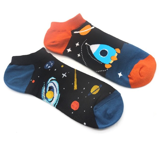 Space Odd Paired Ankle Crazy Socks - Crazy Sock Thursdays
