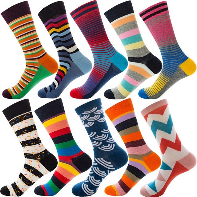Stripe Me Up Men's Socks (10 Pairs) - Crazy Sock Thursdays