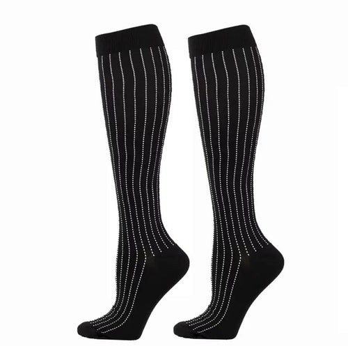 Vertical Dots on Black Crazy High Socks - Crazy Sock Thursdays