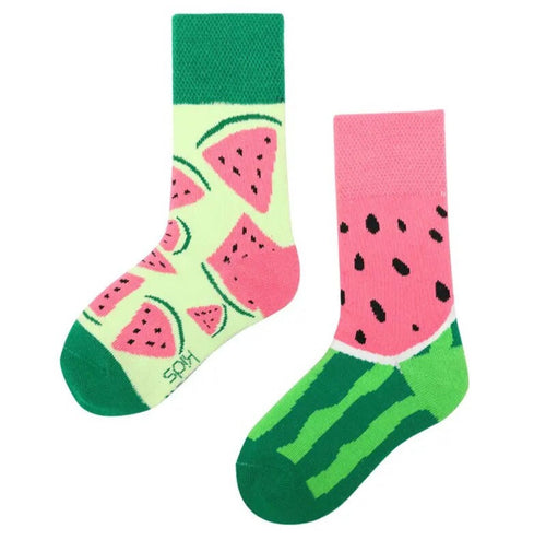 Watermelon Slice Odd Paired Kids Crazy Socks - Crazy Sock Thursdays